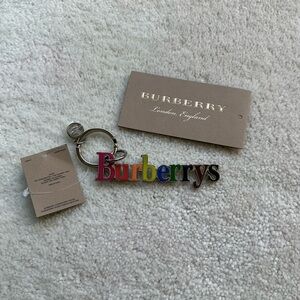 NWT BURBERRY RAINBOW ARCHIVE LOGO KEYCHAIN KEY RING FOB